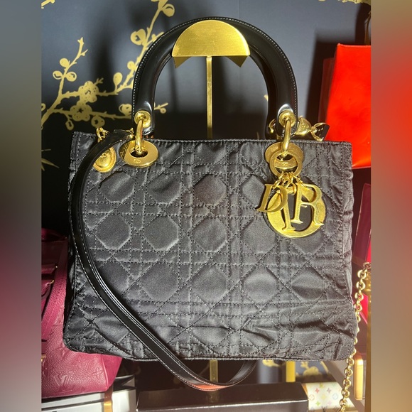 Dior Handbags - Dior Black Quilted Handbag with Gold Accents